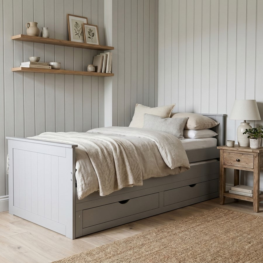 Sander 3ft Single Guest Bed Frame, Storage Drawers Trundle — image 2