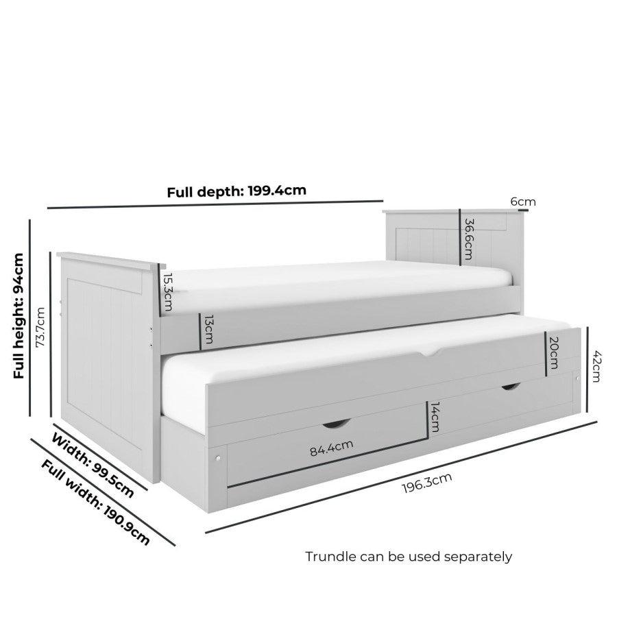 Sander 3ft Single Guest Bed Frame, Storage Drawers Trundle — image 3