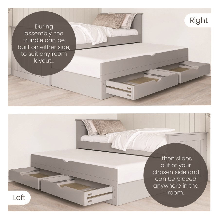 Sander 3ft Single Guest Bed Frame, Storage Drawers Trundle — image 4