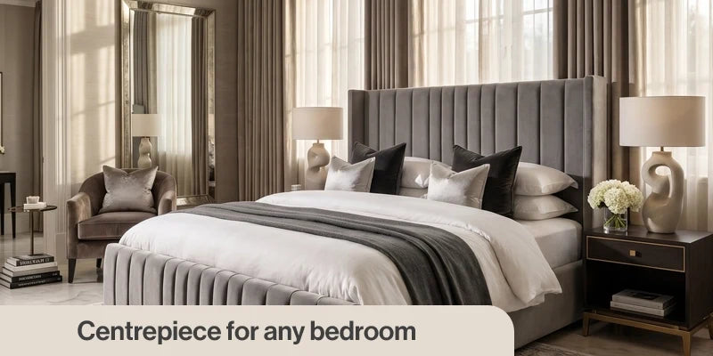 PSCL Beds Manhattan Bed Frame, Luxury Wingback Headboard — image 18
