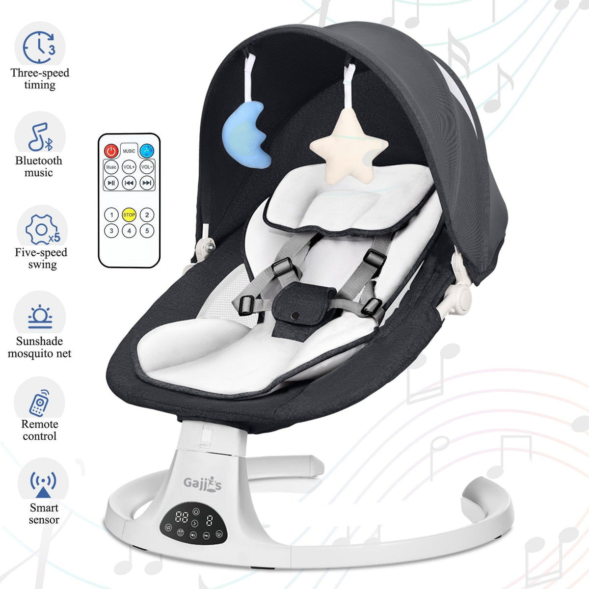 Electric Baby Swing - Bluetooth Music And Remote Control — image 2