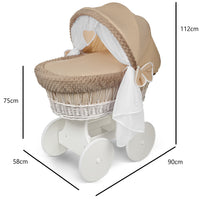 Lullaby Lane White Wicker Moses Basket With Stand And Canopy Wheels For Easy Mobility And Cozy Newborn Sleep thumbnail 4