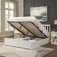 Selena Double Ottoman Bed Frame, Slatted Headboard, White thumbnail 4