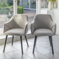 Amelia Whitewash Extendable Dining Table Set - 6 Seater - Freya Sand Carver Chairs - Black Legs thumbnail 2