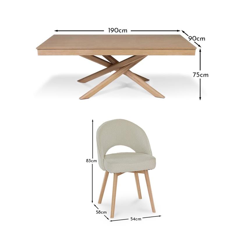 Amelia Whitewash Dining Table Set - 6 Seater - Marilyn Boucle Dining Chairs - Whitewash Legs — image 11