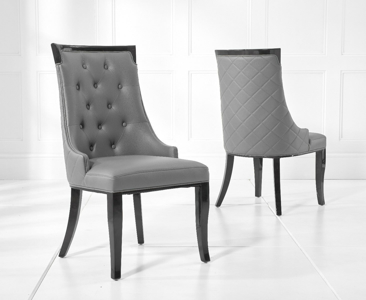 Carvelle 200cm Grey Pedestal Marble Dining Table with Francesca Chairs