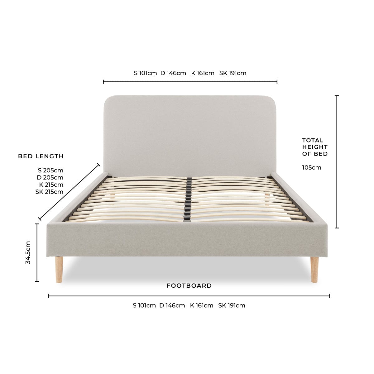 DUSK Ascot Bed Frame, Curved Headboard, Natural — image 9