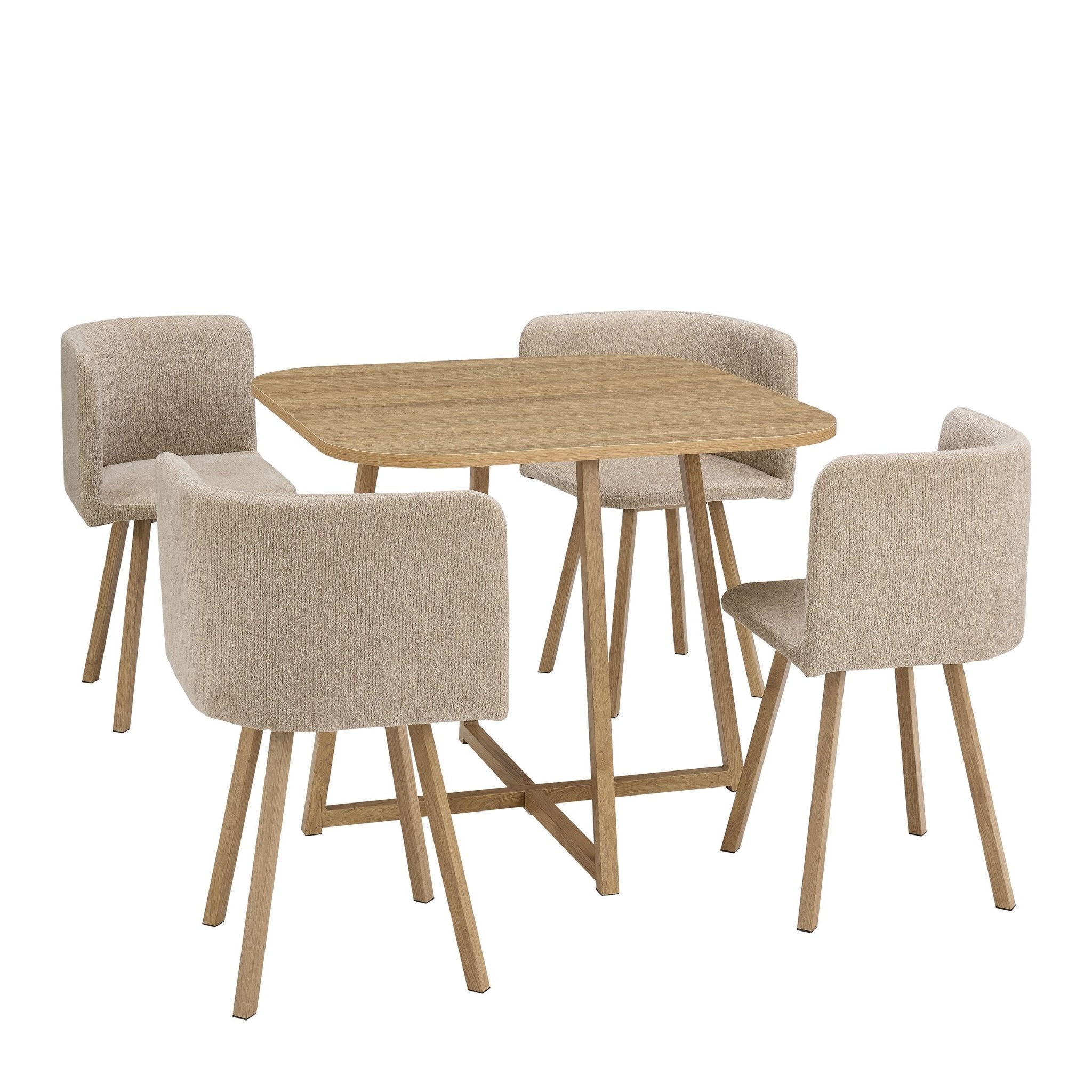 Ava Space Saver 4 Seater Dining Table and Chairs - Mushroom