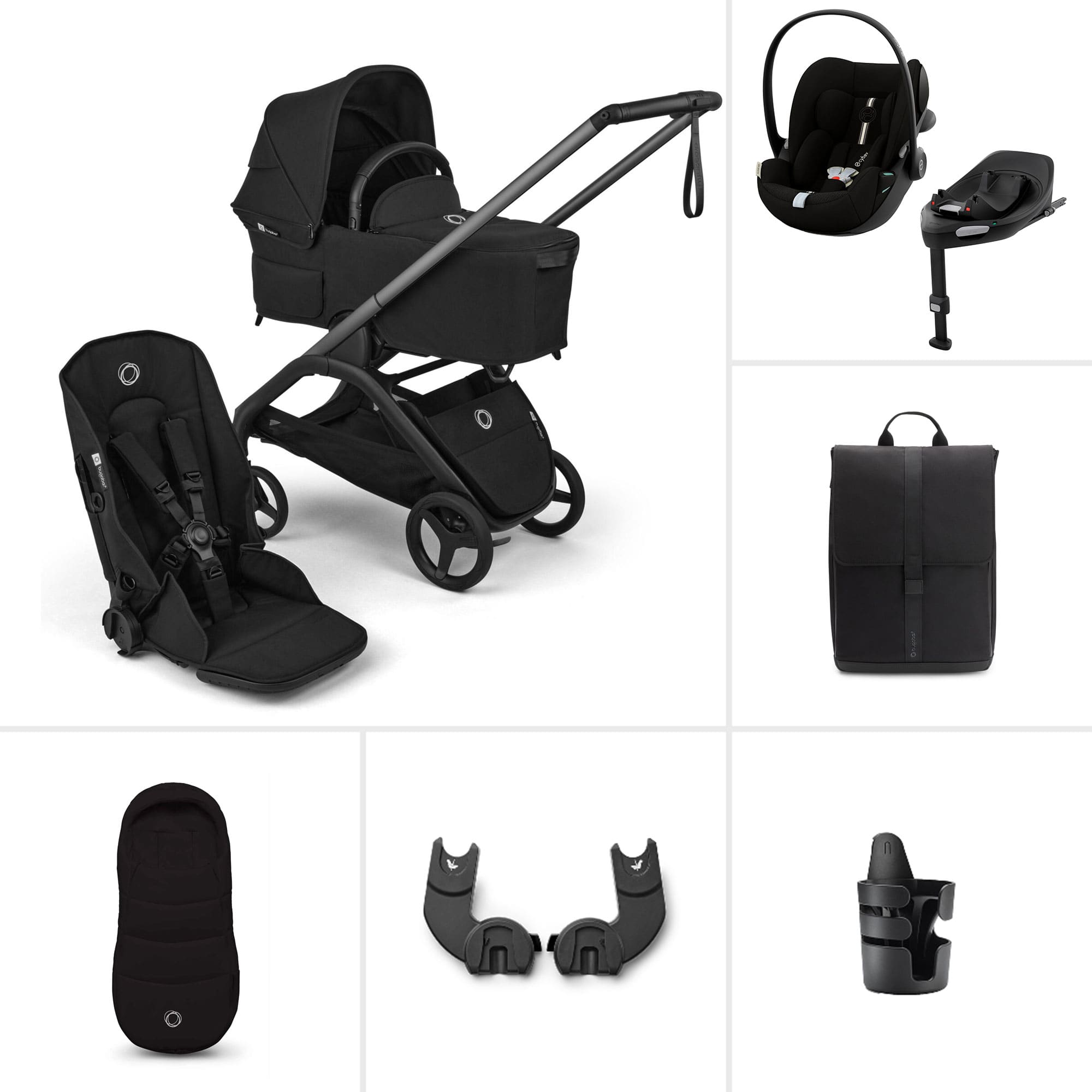 Bugaboo Dragonfly Plus Ultimate Pushchair Travel System Bundle Heritage Black