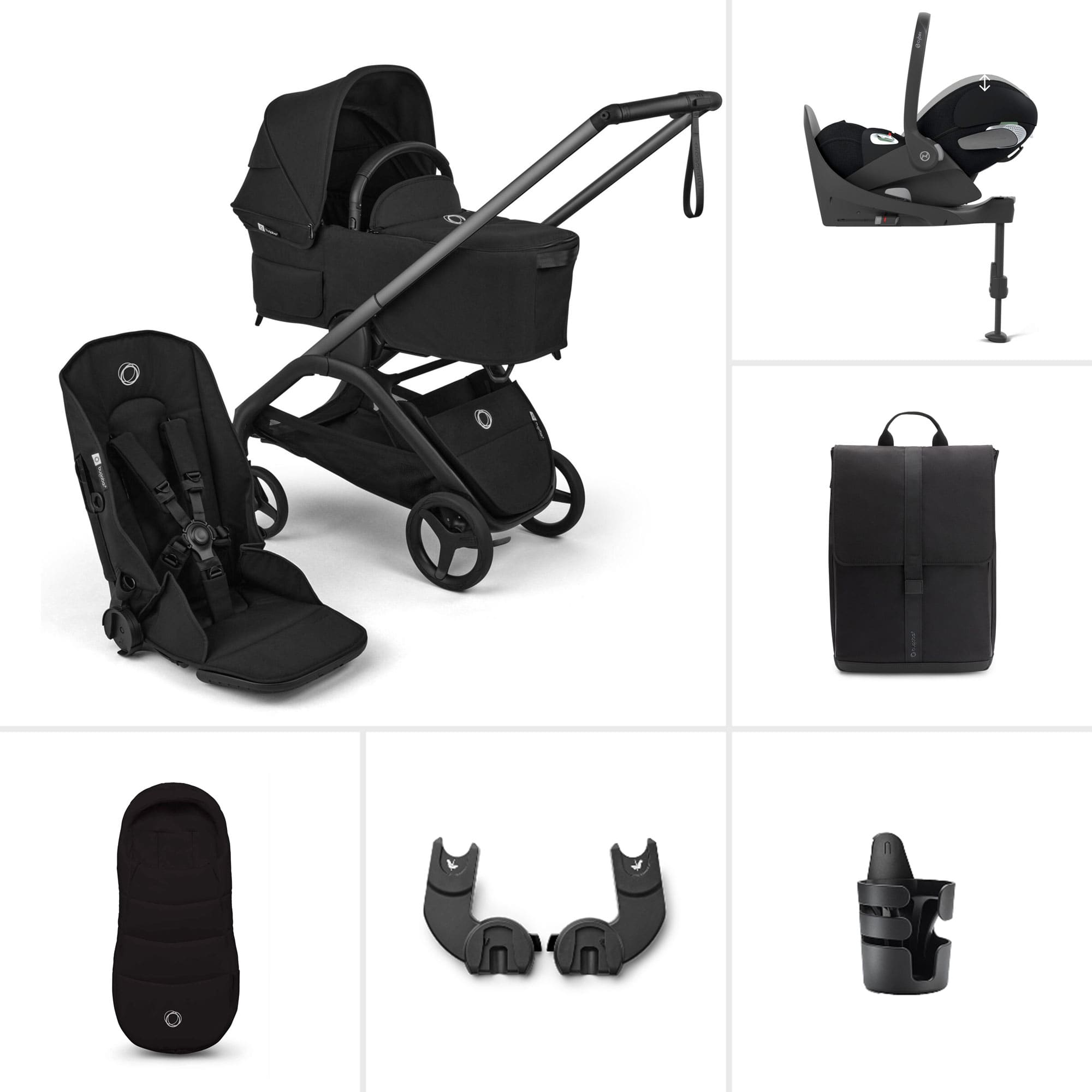 Bugaboo Dragonfly Plus Ultimate Pushchair Travel System Bundle Heritage Black