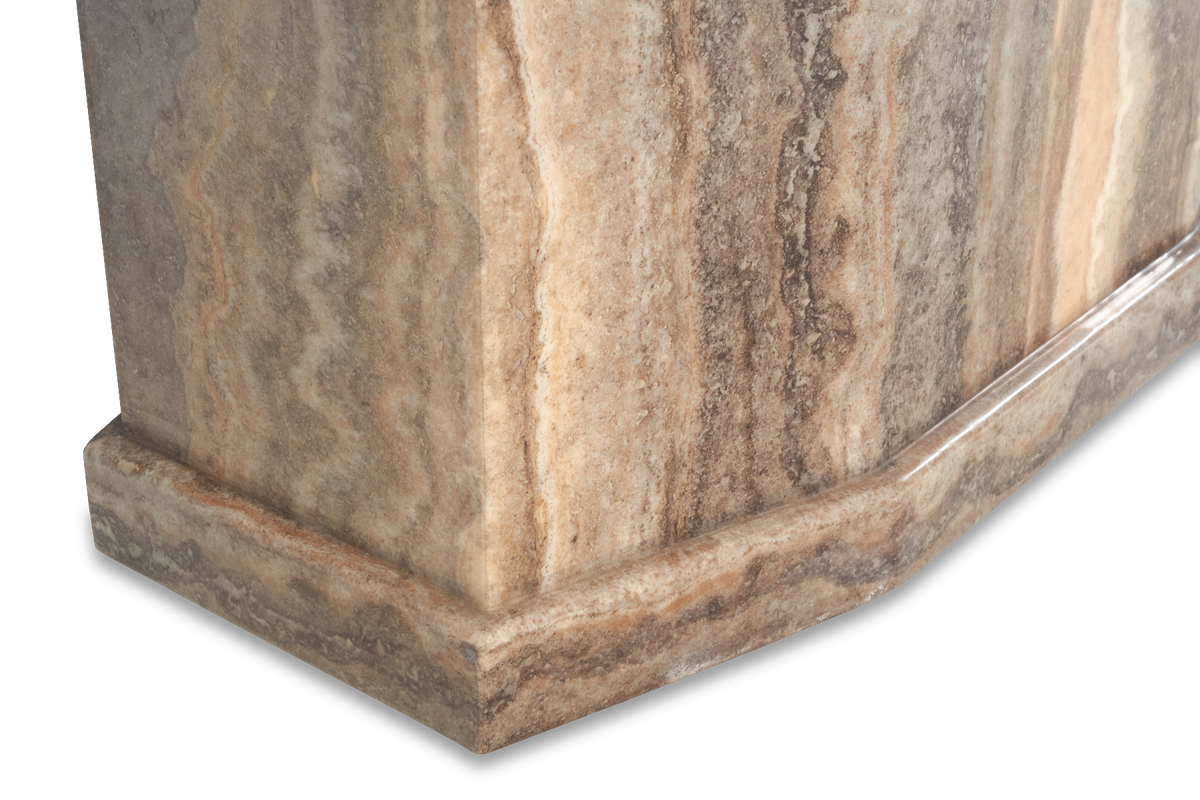 Carvelle 160cm Brown Pedestal Marble Dining Table with Francesca Chairs
