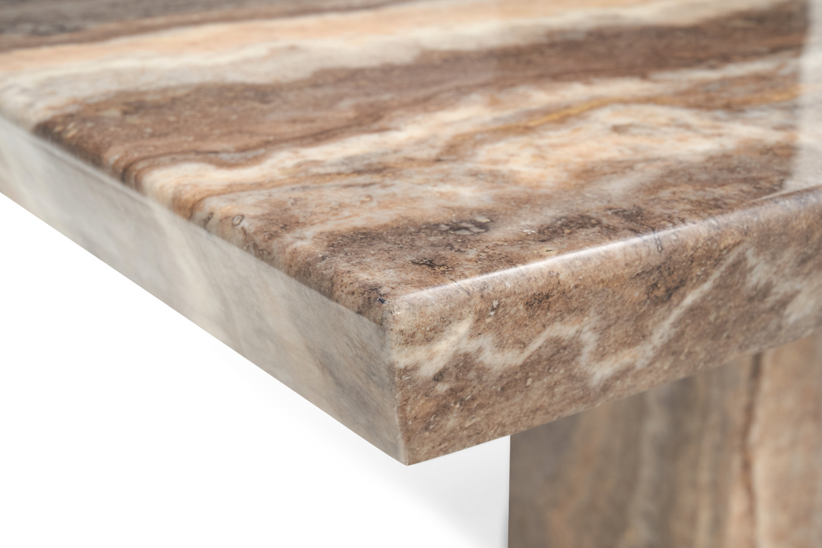 Carvelle 160cm Brown Pedestal Marble Dining Table with Francesca Chairs — image 7