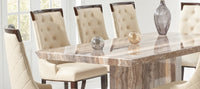 Carvelle 160cm Brown Pedestal Marble Dining Table with Francesca Chairs thumbnail 9