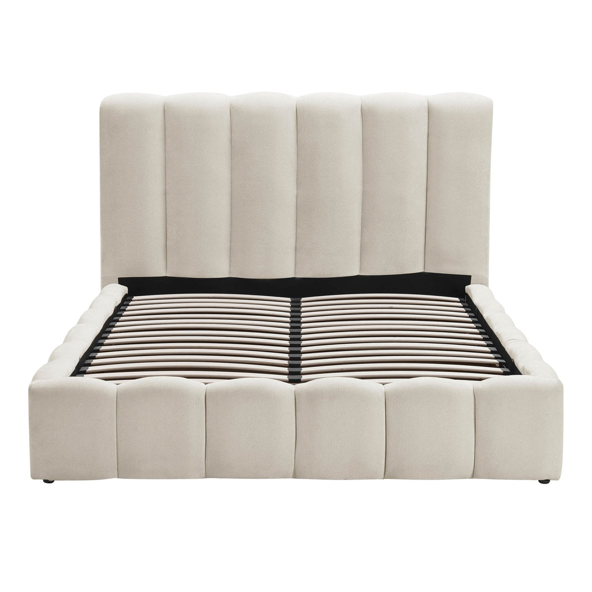 DUSK Cheshire Ottoman Bed Frame, Curved Cushioned Headboard, Ivory — image 9