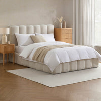 DUSK Cheshire Ottoman Bed Frame, Curved Cushioned Headboard, Ivory thumbnail 1