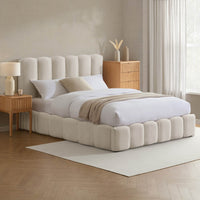 DUSK Cheshire Ottoman Bed Frame, Curved Cushioned Headboard, Ivory thumbnail 4