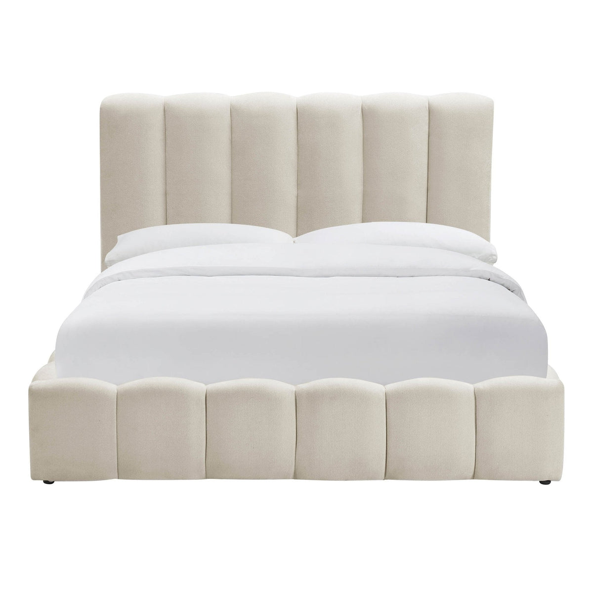 DUSK Cheshire Ottoman Bed Frame, Curved Cushioned Headboard, Ivory — image 8