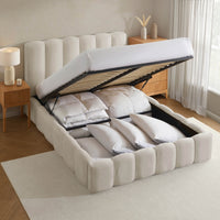 DUSK Cheshire Ottoman Bed Frame, Curved Cushioned Headboard, Ivory thumbnail 7