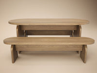 SOLACE+CO Varm Ribbed Oval Dining Table & 2 Bench Set Oak thumbnail 17