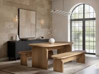 SOLACE+CO Varm Ribbed Oval Dining Table & 2 Bench Set Oak thumbnail 14