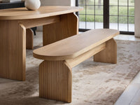 SOLACE+CO Varm Ribbed Oval Dining Table & 2 Bench Set Oak thumbnail 15