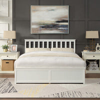 Selena Double Ottoman Bed Frame, Slatted Headboard, White thumbnail 9