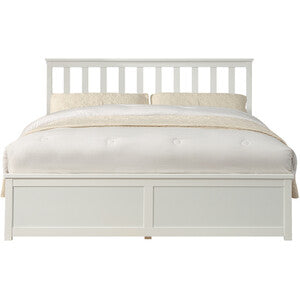 Selena Double Ottoman Bed Frame, Slatted Headboard, White — image 7