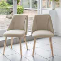Raleigh Whitewash Oak Rectangular Dining Table Set - 6 Seater - Freya Sand Dining Chairs - Whitewash Oak Legs thumbnail 2