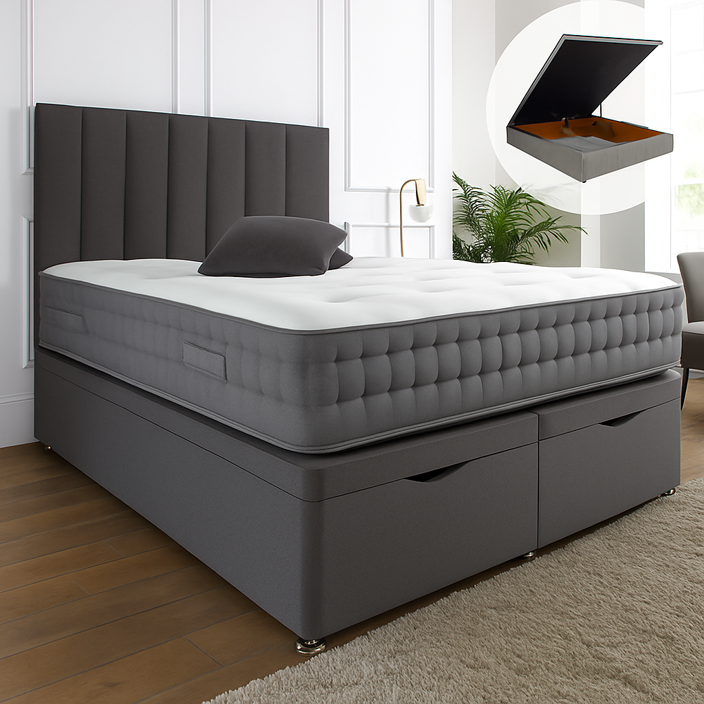 Henley Ottoman End Lift Storage Divan Bed Frame, Optional Headboard — image 3