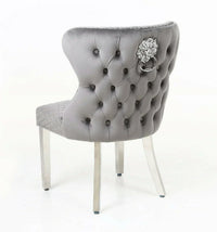 Louis marble 130Cm Round Dining Set With 4 Lewis Button Back Lion Chairs (Pewter As Shown) thumbnail 3