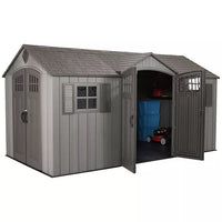 Lifetime 15′ x 8′ Rough Cut Dual-Entry Outdoor Storage Shed thumbnail 1
