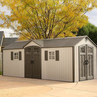 Lifetime 20′ x 8′ Outdoor Storage Shed Building Brown thumbnail 2