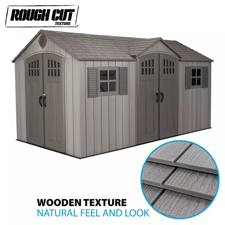 Lifetime 15′ x 8′ Rough Cut Dual-Entry Outdoor Storage Shed — image 2
