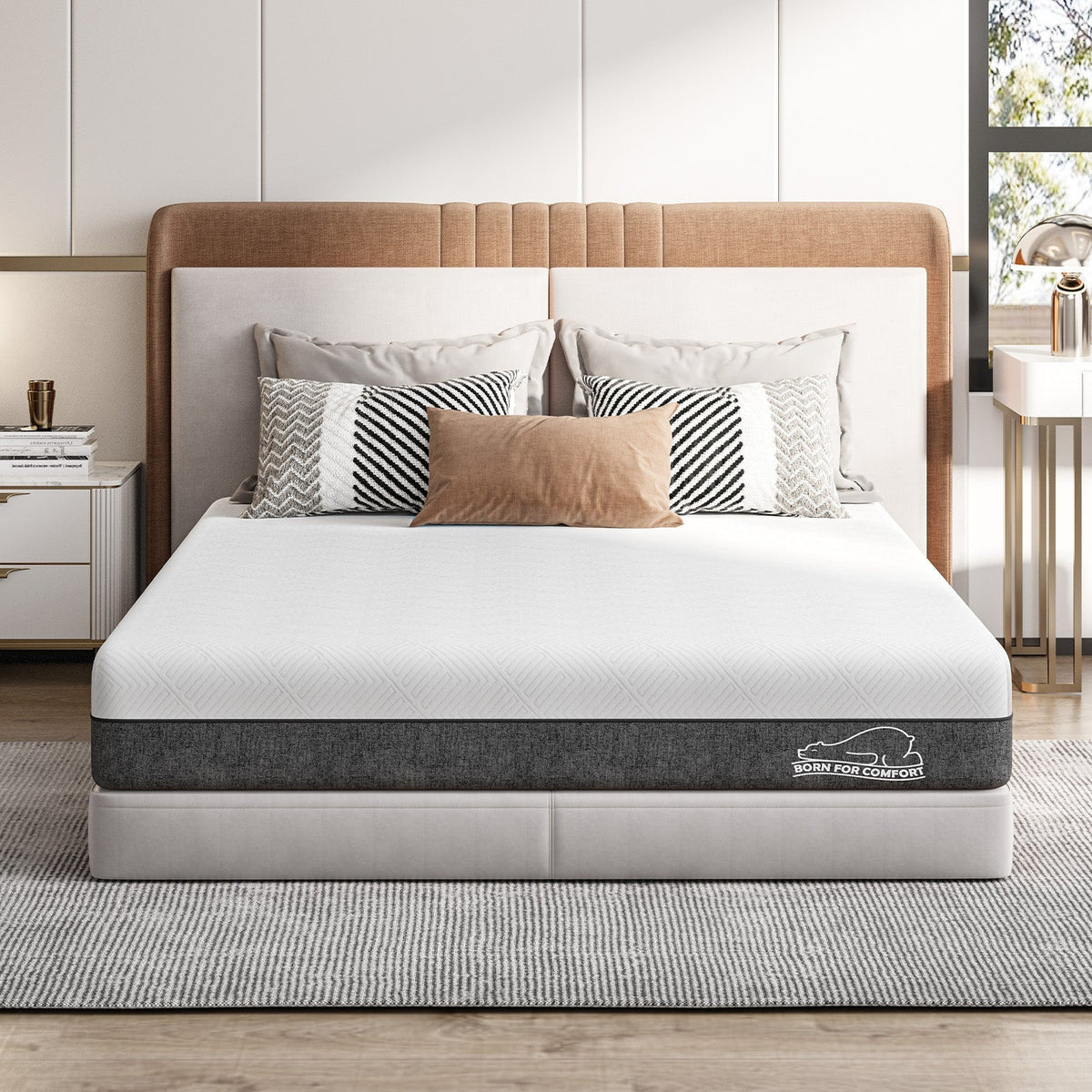 Gel Memory Foam Mattress, Breathable 2-Layer System, White/Grey — image 2