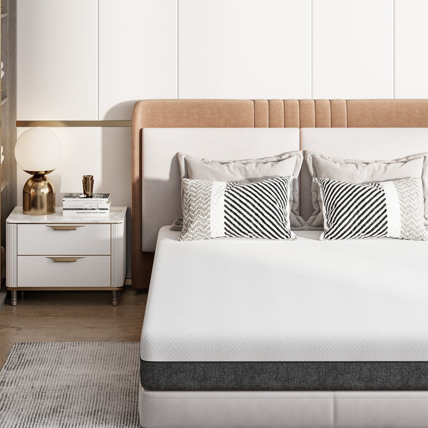 Gel Memory Foam Mattress, Breathable 2-Layer System, White/Grey — image 8