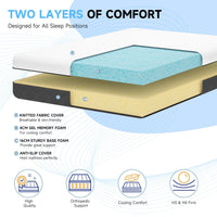 Gel Memory Foam Mattress, Breathable 2-Layer System, White/Grey thumbnail 3