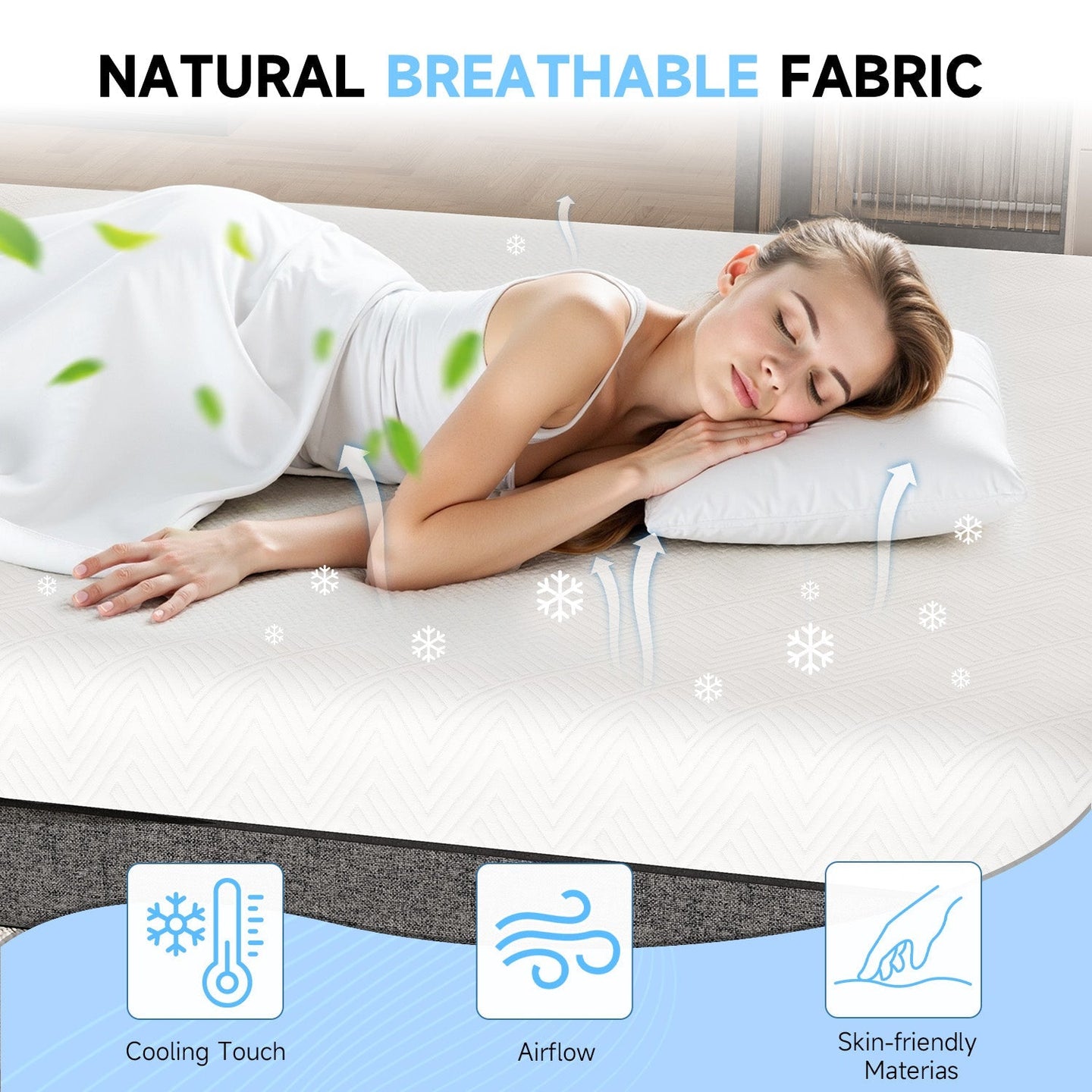 Gel Memory Foam Mattress, Breathable 2-Layer System, White/Grey — image 4