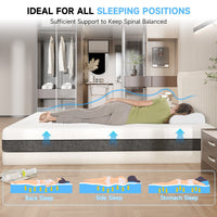 Gel Memory Foam Mattress, Breathable 2-Layer System, White/Grey thumbnail 6