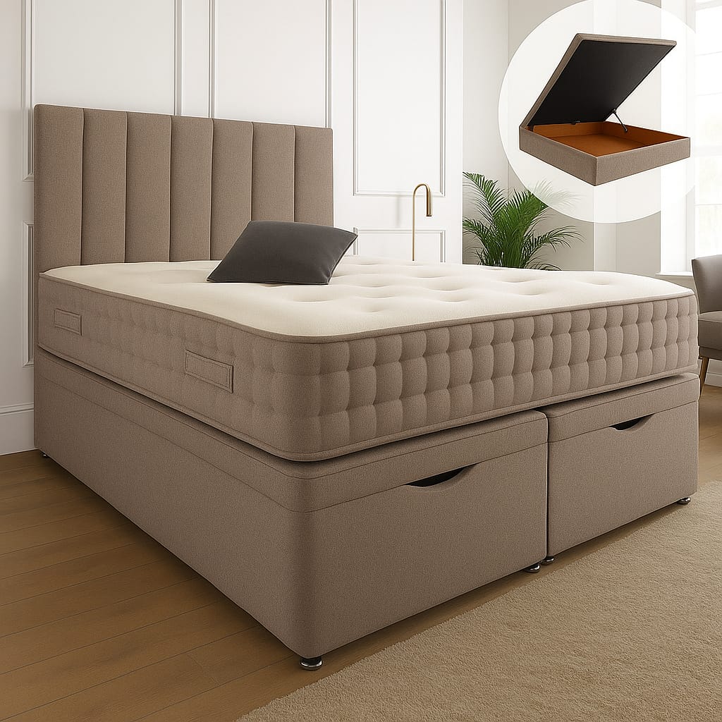 Henley Ottoman End Lift Storage Divan Bed Frame, Optional Headboard — image 9