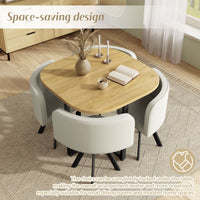 Dining Table Set 4 Chairs Square 85x85 Oak Table Beige Chairs thumbnail 5