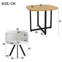 Dining Table Set 4 Chairs Square 85x85 Oak Table Beige Chairs thumbnail 6