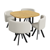 Dining Table Set 4 Chairs Square 85x85 Oak Table Beige Chairs thumbnail 10