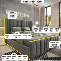 PSCL Beds Manhattan Bed Frame, Luxury Wingback Headboard thumbnail 2