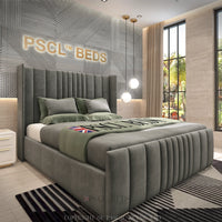 PSCL Beds Manhattan Bed Frame, Luxury Wingback Headboard thumbnail 1