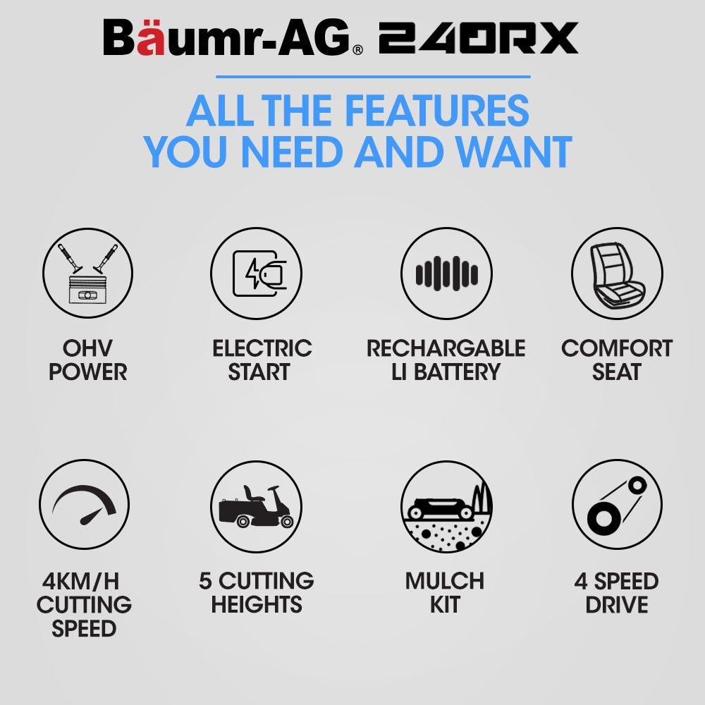 Ride On Lawn Mower - 61 Cm Steel Cutting Deck | Baumr-AG — image 3
