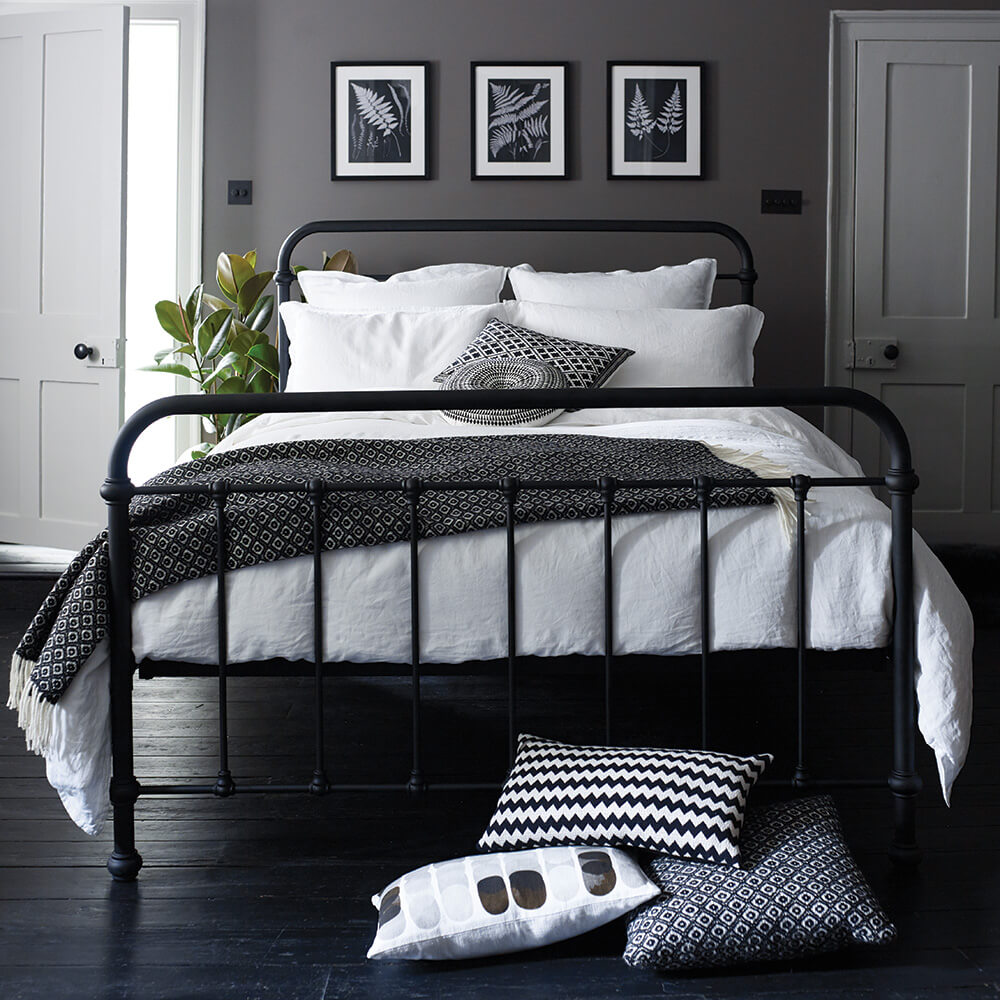 Feather & Black Oliver Small Double Bed Frame, Metal Slatted