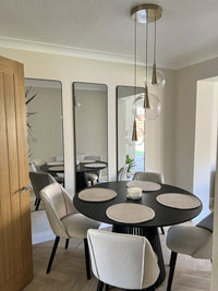Willow Black Dining Table Set - 4 Seater - Freya Sand Dining Chairs - Black Oak Legs thumbnail 2