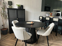 Willow Black Dining Table Set - 4 Seater - Freya Sand Dining Chairs - Black Oak Legs thumbnail 7