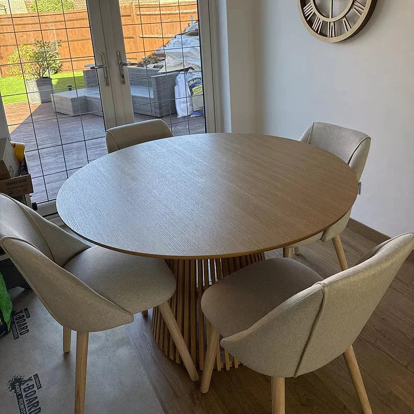 Willow Pale Oak Dining Table Set - 4 Seater - Freya Sand Dining Chairs - Whitewash Legs — image 7