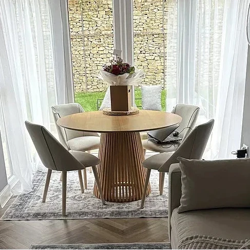 Willow Pale Oak Dining Table Set - 4 Seater - Freya Sand Dining Chairs - Whitewash Legs — image 6